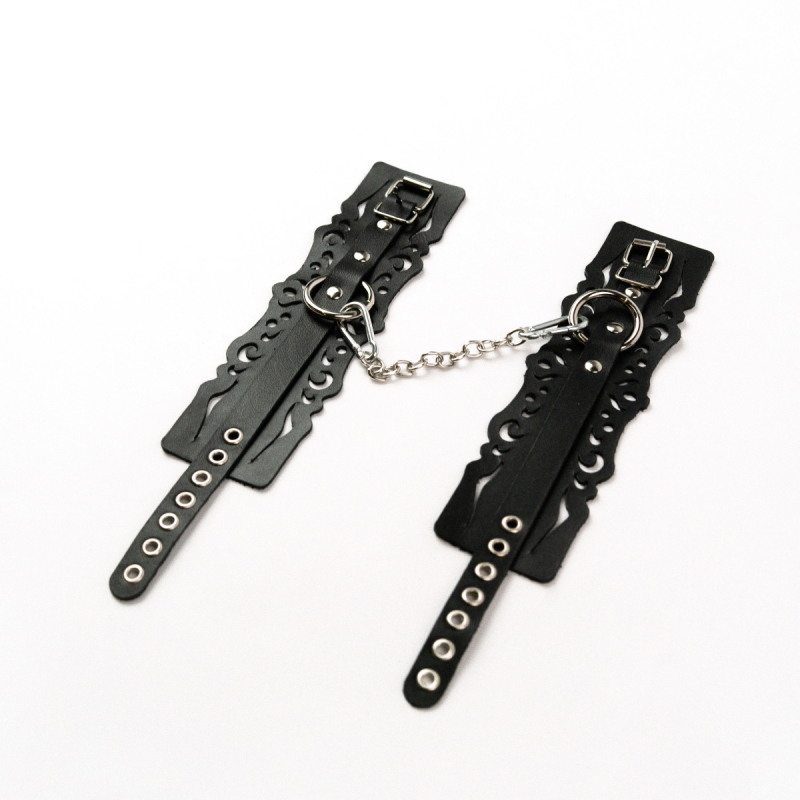 Оковы фигурные "Crazy Handmade" черные, кожа 