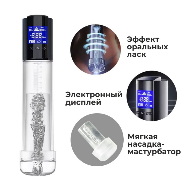 Помпа-автомат с интеллектом и LED-дисплеем "Luv Pump Smart" + уплотнитель-мастурбатор 